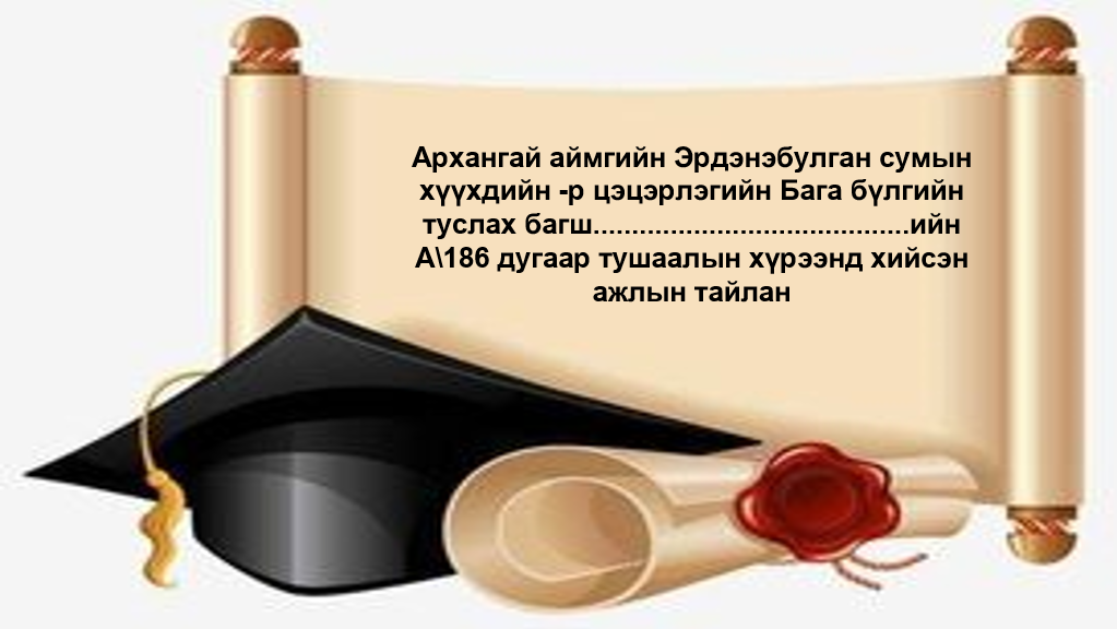 А/186 дугаар тушаалын хүрээнд хийсэн ажлын тайлан ppt